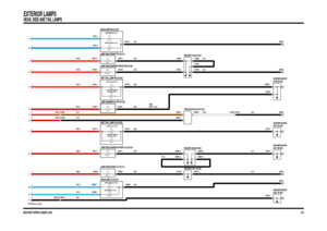 Page 82DISCOVERY SERIES II 2000MY (LHD)
EXTERIOR LAMPS
HEAD, SIDE AND TAIL LAMPS
43.5
VWR105560-A-sheet2of2P N M L KJ G F H E D C B A
LAMP-TAIL-LH (A115) LAMP-TAIL-RH (A114)
REAR-LH (A135) LAMP-SIDE MARKER-
10 WATT
REAR-RH (A134) LAMP-SIDE MARKER-
10 WATT
HEADER 1000 (K109)
HEADER 0288 (K109)
0551 (K108) HEADER-EARTH
0017 (K108) HEADER-EARTH
2.2 WATT
HEADER 1001 (K109)
0707 (K108) HEADER-EARTH
C0558-1 C0559-1
C0563-1 C0564-1
5 WATT 5 WATT
10 WATT 10 WATT 2.2 WATT5 WATT
60 WATT
MAIN BEAM-LH (Y135)
DIPPED BEAM-LH...