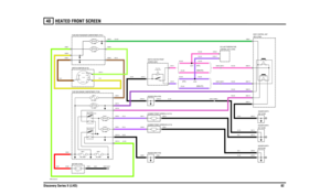 Page 83HEATED FRONT SCREEN 
Discovery Series II (LHD)8240
HEATED FRONT SCREEN
VWR102120-A-01
87 A
87
86 85 3087 A
87
86 85 30
IN2 IN1
2A 2B
1
P OS 4-CRANKPOS3-IGN POS2-AUX
21
- +- +
FUSE 1310 AMP 50 AMPLINK 8
5 WATT
0551 (K108) HEADER-EARTH0017 (K108)
HEADER-EARTH
1 AMP
1 AMP
0018 (K108) HEADER-EARTH
30 AMPLINK 7
CIRCUITS (R101) RELAY-AUXILLIARY
150 AMPLINK 1
EARTH (E107)
(ATC)
(NON ATC)
(NON ATC)
(ATC)
12 VOLTS
FUSE 8 FUSE 7
10 AMPFUSE 2610 AMPFUSE 29
FRONT SCREEN (R208) RELAY-HEATED
40 AMP
40 AMP...