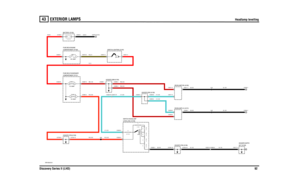 Page 93EXTERIOR LAMPS 
Headlamp levelling
Discovery Series II (LHD)92
43
EXTE RIOR LAMPS
Headlamp levelling
VWR105540-B-01
432 1
31
2
C0564-1
390 OHMSR 6
120 OHMS
R 5
20 OHMS
R 4
75 OHMS
R 2
100 OHMS
R 3
1 OHMSR 13 2
1
0017 (K108)HEADER-EARTH
0
30 AMPLINK 12
EARTH (E107)
12 VOLTS
C0558-1
10 AMP
10 AMPFUSE 33 FUSE 11
C0587-3
C0590-4C0288-1
C0223-37 C0047-37C0288-4
C0759-9 C0759-12C0093-5
C0093-1 C0093-2C0293-5 C0293-6
C0293-4 C0288-3
C0011-5 C0011-4 C0011-1
C0009-5
C0009-4C0009-1
C0760-18 C0760-16 C0574-3...