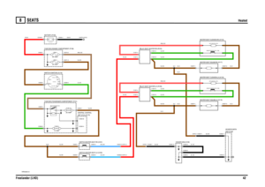 Page 43SEATS 
Heated
Freelander (LHD)42
8
SE ATS
Heated
SEAT HEATER 2 (H122)
SENSOR TEMPERATURE 1 (T258)SEAT HEATER 1 (H122)
SENSOR TEMPERATURE 2 (T258)
C0237-2
C0237-2
HEATER-SEAT SQUAB-RH (H117)
HEATER-SEAT SQUAB-LH (H116) HEATER-SEAT CUSHION-RH (H119)
HEATER-SEAT CUSHION-LH (H118)
VWR004280-A-01
87A87
86 85 30
IN2 IN1
2A 2B
1
POS4-CRANKPOS3-IGN POS2-AUX80 AMPLINK 415 AMPFUSE 8
RELAY-AUXILIARY (R101)
E ARTH (E107)
12 VOLTS
60 AMPLINK 3
20 AMPFUSE 29
C0249-1 C0249-4 C0250-1 C0250-4C0584-1 C0571-3
C0028-1...