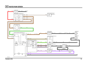 Page 77HEATED REAR SCREEN 
Freelander (LHD)7640
HEATED REAR SCREEN
VWR004150-A-01
87A87
86 85 30
-+-+
IN2 IN1
2A 2B
1
POS4-CRANKPOS3-IGN POS2-AUX
2121
3
1
2
OFFON
5 AMPFUSE 14
UPDOWN
C0811-1
FIXINGS (E110)EARTH VIA
C0563-1
15 AMPFUSE 8
60 AMPLINK 3
EARTH (E107)
12 VOLTS
80 AMPLINK 4
20 AMPFUSE 23
1.2 WATTILLUMINATION (B126)ON/OFF
(R138)
SCREEN RELAYH EATED REA R
20 AMP
C0550-3
C0294-1 C0294-20 C0428-11 C0354-4 C0428-10 C0354-3
C0354-1 C0294-5C0294-14
C0583-2C0497-2C0285-7 C0285-9 C0497-1 C0428-13 C0045-1...