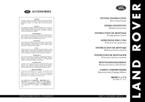 Page 1FITTING INSTRUCTION No. VUB 502590 FIT PART No. VUB 502590   ISSUE No. 1
ACCESSORIES 
WARNING
Accessories which are not properly fitted can be dangerous. Read the
instructions carefully prior to fitting. Whilst fitting, comply with the
instructions at all times.  If in doubt, contact your nearest Land Rover
Dealer.
ACHTUNG!
Nicht sachgemäß montiertes Zubehör kann gefährlich sein.  Lesen Sie die
Montageanleitung sorgfältig, bevor Sie das Teil montieren. Halten Sie
sich bei der Montage an die Anleitung....