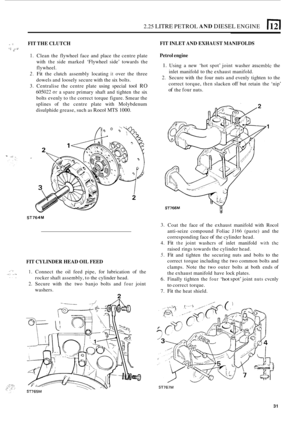 Page 1132.25 LITRE PETROL AND DIESEL ENGINE la 
I. FIT THE  CLUTCH ( j 