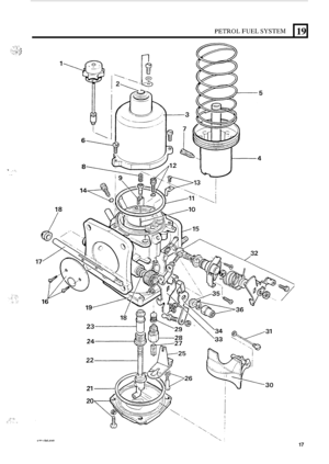 Page 225PETROL FUEL SYSTEM 
.. - . ;; . .. 
19 
17  