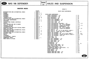 Page 194
INTRODUCTION AND ALPfiABETICAL INDEX 
ENGINE 
GEARBQX 
GEARBOX 
GEARBOX 
TRANSFER  BOX 
INTRODUCTION  AND ALPHABETICAL  INDEX 
AXLES AND  SUSPENSION 
STEERING 
VEHICLE  AND ENGINE  CONTROLS 
BRAKES 
FUEL SYSTEM AND AIR CI.EANER 
EXHAUST SYST EM 
CQOLING/HEATIfJG 
INTRODUCTION  AND ALPHr OETICAL INDEX 
BODY  ELECTRICAL 
INTRODUCTION 
AND ALPHABETICAL INDEX 
BODY AND CHASSIS 
lNTRODUCTlON AND ALPHABETICAL  INDEX 
INTERIOR 
TRIM 
SEATS 
STOWAGE 
ACCESSORIES 
- PAINTS 
NUMERICAL  INDEX 
NEW  PARTS 
TO FICHE...