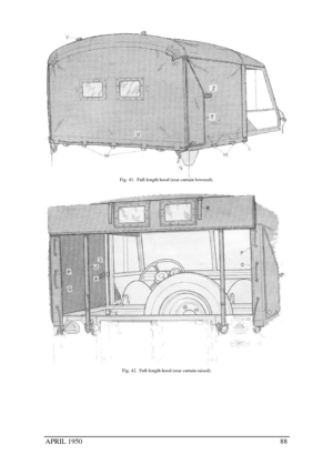 Page 93APRIL 195088Fig. 41.  Full-length hood (rear curtain lowered).Fig. 42.  Full-length hood (rear curtain raised). 