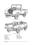 Page 13APRIL 19508Fig. 1. (Three-quarter front view).Fig. 2. (Three-quarter rear view).
A-Detachable front bumper.H-Grille clamp.
B-3-pin socket.J-Grille bracket.
C-Tailboard.K-Windscreen clamp.
D-Tailboard key.L-Windscreen support.
E-Tailboard  chain.M-Windscreen fastener.
F-Bonnet fastener.N-Jack handle clips.
G-Radiator grille panel. 