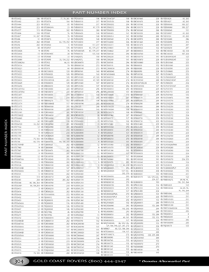 Page 308PART NUMBER INDEX
GOLD COAST ROVERS () *Denotes Aftermarket Part
PARTNUMBERINDEX
RVSTC4452 106
RVSTC4462 223RVSTC4464 223RVSTC4465 223RVSTC4577 115RVSTC4806 128RVSTC483* 51, 247RVSTC486 51RVSTC491 260RVSTC492 260RVSTC495 88RVSTC50026 9RVSTC50030 15RVSTC50032 15RVSTC50080 23RVSTC50082AA 5RVSTC50134 13RVSTC50221 8RVSTC50222 8RVSTC50223 8RVSTC50224 8RVSTC50433 2RVSTC50449 13RVSTC50450 13RVSTC53075AA 8RVSTC53076AA 8RVSTC53077 15RVSTC53078 15RVSTC53173 13R
VSTC53174 13RVSTC53175 13RVSTC53176 13RVSTC53181...