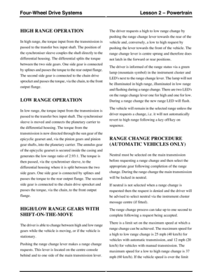 Page 300HIGH RANGE OPERATION
In high range, the torque input from the transmission is
passed to the transfer box input shaft. The position of
the synchroniser sleeve couples the shaft directly to the
differential housing. The differential splits the torque
between the two side gears. One side gear is connected
by splines and passes the torque to the rear output flange.
The second side gear is connected to the chain drive
sprocket and passes the torque, via the chain, to the front
output flange.
LOW RANGE...