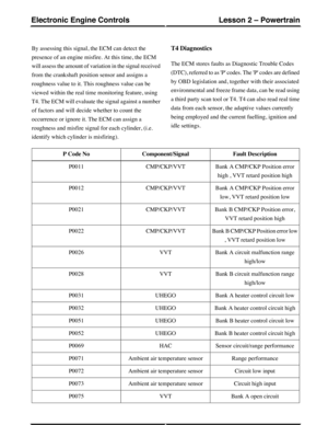 Page 92By assessing this signal, the ECM can detect the
presence of an engine misfire. At this time, the ECM
will assess the amount of variation in the signal received
from the crankshaft position sensor and assigns a
roughness value to it. This roughness value can be
viewed within the real time monitoring feature, using
T4. The ECM will evaluate the signal against a number
of factors and will decide whether to count the
occurrence or ignore it. The ECM can assign a
roughness and misfire signal for each...