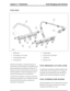 Page 309FUEL RAIL
RH fuel rail1
Fuel supply cross over pipe2
Fuel temperature sensor3
Fuel jump hose4
Cooper fitting5
Fuel pressure accumulators6
LH fuel rail7
Injectors (8 of)8
Each fuel rail maintains a constant fuel pressure of
4.5bar (65 psi). Four fuel injectors are installed in each
injector housing and are connected to the fuel rail. O
ring seals are used to seal the injectors in the fuel rails
and inlet manifold. A Cooper style fitting is used to
connect the fuel jump hose to the LH fuel rail.
A fuel...