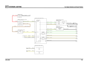 Page 170EXTERIOR LIGHTING 
Turn Signal Indicators and Hazard Flashers
LR3 (LHD)170
417
EXTERIOR LIGHTING
Turn Signal Indicators and Hazard Flashers
GW,1.5D
N,4.0D
YW,MAPDYU,MAPDYU,MAPXYW,MAPX
Y,4.0D
B,2.5DGR,1.5DGR,1.5DGW,1.5D
R,50.0
N,4.0DNG,4.0D
B,50.0D
B,1.0D
LGR,0.5DGW,0.35DGR,0.35D
B,0.5D
B,2.5D
B,0.35D
Box (D162) Central Junction
Central Junction Box (P101)
Switch-Ignition (S176)
C
Sheet2
LH turn signal indicator (J128)
1.4 Watts
RH turn signal indicator (J127)
1.4 Watts
Instrument cluster (J100)
C1165-7...