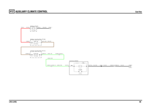 Page 58AUXILIARY CLIMATE CONTROL 
Cool Box
LR3 (LHD)58
412
AUX ILIARY CLIMATE C ON TROLCool Box
B,0.75D
NS,6.0D
LGW,0.75D
LGW,0.75DLGW,1.0D
R,50.0
B,50.0D
B,2.5D
B,2.5D
Central Junction Box (P101)
fan (Y142)Cooling3.80 Amps
C0469-2 C0467-2
FUSE 59P
10.0 Amps
C2053-12 C2054-12
Cool box (D345)
LINK 18E
50.0 Amps
Battery Junction Box (P108)Battery (P100)12.0 Volts
C0903-24 C0868-24
TYPE 3
C0583-22
C0582-44
C2773-1
C2773-2
C0632-1C0192-1
C0570-186
C0045-1
C1661-1
SJ301
C2598-1 
