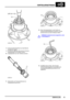 Page 34VERTEILERGETRIEBE
ÜBERHOLUNG11
8.Hinterachsabtriebsgehäuse auf das Bett der
Handpresse setzen.
9.DruckbolzenLRT-37-11/2zwischen Ende der
Ausgangswelle und Preßdorn setzen.
10.Ausgangswelle aus dem Gehäuse pressen.
11.Distanzstück und Tachoantriebsrad von
Ausgangswell abnehmene.
12.Einen Schraubendreher in den Schlitz am
Hinterachsabtriebsgehäuse einsetzen und den
Schlammschutz aus dem Gehäuse hebeln.
VORSICHT: Schlammschutz wegwerfen, wenn
er beschädigt ist.
13.Sorgfältig darauf achten, daß nicht das...