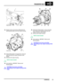 Page 32TRANSFERBOX
OVERHAUL 5
32.Slacken locknutandremove differential lock
warning lampswitch fromfrontoutput housing.
33.Noting fittedposition oflongest bolt,remove 8
bolts securing frontoutput housing tomain
casing.
34. Remove frontoutput housing.
NOTE: Dowellocated.
35.Uptoserial no.288709E:Remove and
discard gasket.
CAUTION: Donot carry outfurther
dismantling offront output housing atthis
stage.
36. Noting theirfitted position, removeshoulder
bolt, 5bolts and2washers securing rear
output housing tomain...