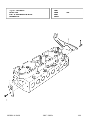 Page 146   IMPRESSO NO BRASIL          HS2.5T / HS2.5Tcc   05/02ALÇA DE LEVANTAMENTO
ENGINE LIFTING
PLACA DE LEVANTADORAS DEL MOTOR
LEVAGE MOTEURGRUPO
GROUP36/88
GRUPO
GROUPE 