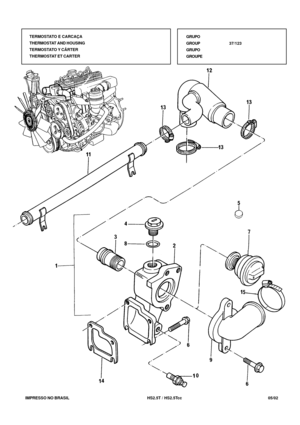 Page 158   IMPRESSO NO BRASIL          HS2.5T / HS2.5Tcc   05/02TERMOSTATO E CARCAÇA
THERMOSTAT AND HOUSING
TERMOSTATO Y CÂRTER
THERMOSTAT ET CARTERGRUPO
GROUP37/123
GRUPO
GROUPE 