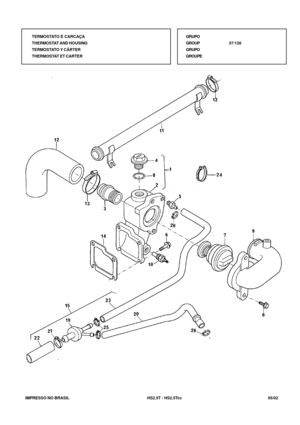 Page 164   IMPRESSO NO BRASIL          HS2.5T / HS2.5Tcc   05/02GRUPO
GROUP37/128
GRUPO
GROUPE TERMOSTATO E CARCAÇA
THERMOSTAT AND HOUSING
TERMOSTATO Y CÂRTER
THERMOSTAT ET CARTER 