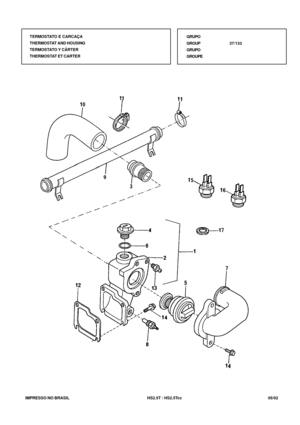 Page 168   IMPRESSO NO BRASIL          HS2.5T / HS2.5Tcc   05/02TERMOSTATO E CARCAÇA
THERMOSTAT AND HOUSING
TERMOSTATO Y CÂRTER
THERMOSTAT ET CARTERGRUPO
GROUP37/133
GRUPO
GROUPE 