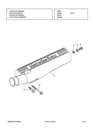 Page 184   IMPRESSO NO BRASIL          HS2.5T / HS2.5Tcc   05/02COLETOR DE ADMISSÃO
INDUCTION MANIFOLD
MÚLTIPLE DE ADMISIÓN
COLLECTEUR DADMISSIONGRUPO
GROUP38/130
GRUPO
GROUPE 