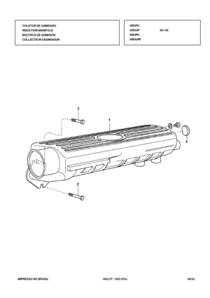 Page 188   IMPRESSO NO BRASIL          HS2.5T / HS2.5Tcc   05/02COLETOR DE ADMISSÃO
INDUCTION MANIFOLD
MÚLTIPLE DE ADMISIÓN
COLLECTEUR DÁDMISSIONGRUPO
GROUP38/136
GRUPO
GROUPE 