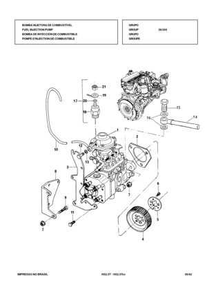 Page 202   IMPRESSO NO BRASIL          HS2.5T / HS2.5Tcc   05/02BOMBA INJETORA DE COMBUSTÍVEL
FUEL INJECTION PUMP
BOMBA DE INYECCIÓN DE COMBUSTIBLE
POMPE DINJECTION DE COMBUSTIBLEGRUPO
GROUP39/254
GRUPO
GROUPE 