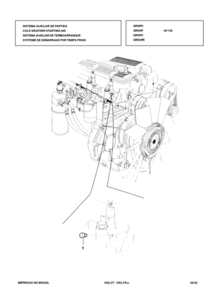 Page 210   IMPRESSO NO BRASIL          HS2.5T / HS2.5Tcc   05/02
GRUPO
GROUP40/120
GRUPO
GROUPE SISTEMA AUXILIAR DE PARTIDA
COLD WEATHER STARTING AID
SISTEMA AUXILIAR DE TERMOARRANQUE
SYSTEME DE DEMARRAGE POR TEMPS FROID 