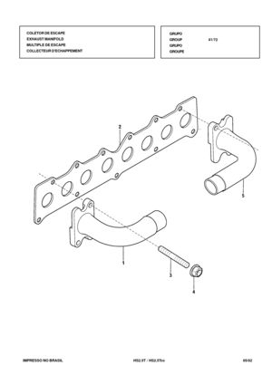 Page 224   IMPRESSO NO BRASIL          HS2.5T / HS2.5Tcc   05/02GRUPO
GROUP41/72
GRUPO
GROUPE
COLETOR DE ESCAPE
EXHAUST MANIFOLD
MULTIPLE DE ESCAPE
COLLECTEUR DECHAPPEMENT 