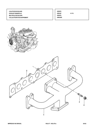 Page 228   IMPRESSO NO BRASIL          HS2.5T / HS2.5Tcc   05/02GRUPO
GROUP41/78
GRUPO
GROUPE COLETOR DE ESCAPE
EXHAUST MANIFOLD
MULTIPLE DE ESCAPE
COLLECTEUR DECHAPPEMENT 