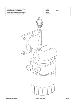 Page 248   IMPRESSO NO BRASIL          HS2.5T / HS2.5Tcc   05/02
TOMADA PARA MANOMETRO DE ÓLEO
OIL PRESSURE GAUGE FITTING
TOMA PARA MANOMETRO DE ACEITE
PRISE POUR MANOMETRE DHUILEGRUPO
GROUP43/71
GRUPO
GROUPE 