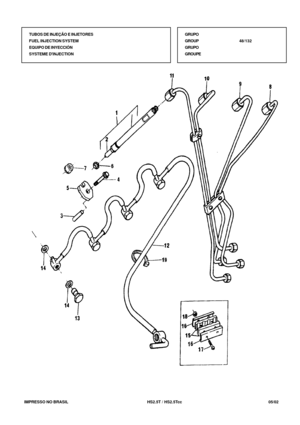 Page 292   IMPRESSO NO BRASIL           HS2.5T / HS2.5Tcc                05/02 TUBOS DE INJEÇÃO E INJETORES
FUEL INJECTION SYSTEM
EQUIPO DE INYECCIÓN
SYSTEME DINJECTIONGRUPO
GROUP48/132
GRUPO
GROUPE 