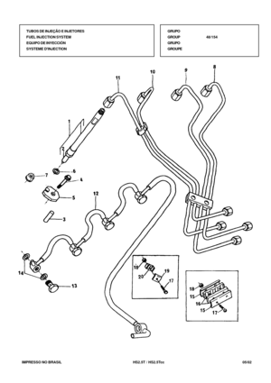 Page 298   IMPRESSO NO BRASIL           HS2.5T / HS2.5Tcc                05/02 GRUPO
GROUP48/154
GRUPO
GROUPE TUBOS DE INJEÇÃO E INJETORES
FUEL INJECTION SYSTEM
EQUIPO DE INYECCIÓN
SYSTEME DINJECTION 