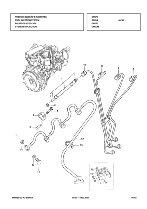 Page 306   IMPRESSO NO BRASIL           HS2.5T / HS2.5Tcc                05/02 TUBOS DE INJEÇÃO E INJETORES
FUEL INJECTION SYSTEM
EQUIPO DE INYECCIÓN
SYSTEME DINJECTIONGRUPO
GROUP48/190
GRUPO
GROUPE 