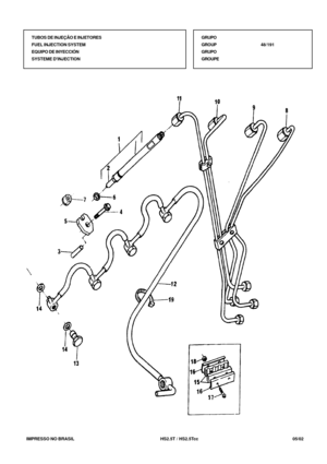 Page 308   IMPRESSO NO BRASIL           HS2.5T / HS2.5Tcc                05/02 TUBOS DE INJEÇÃO E INJETORES
FUEL INJECTION SYSTEM
EQUIPO DE INYECCIÓN
SYSTEME DINJECTIONGRUPO
GROUP48/191
GRUPO
GROUPE 