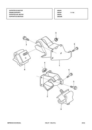 Page 410   IMPRESSO NO BRASIL           HS2.5T / HS2.5Tcc   05/02SUPORTES DO MOTOR
ENGINE SUPPORTS
SOPORTES DEL MOTOR
SUPPORTS DU MOTEURGRUPO
GROUP71/149
GRUPO
GROUPE 