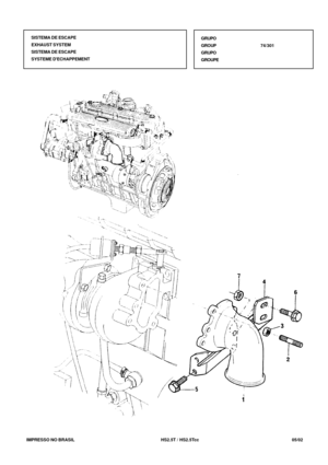 Page 418   IMPRESSO NO BRASIL           HS2.5T / HS2.5Tcc   05/02SISTEMA DE ESCAPE
EXHAUST SYSTEM
SISTEMA DE ESCAPE
SYSTEME DECHAPPEMENTGRUPO
GROUP74/301
GRUPO
GROUPE 