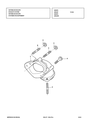 Page 420   IMPRESSO NO BRASIL           HS2.5T / HS2.5Tcc   05/02SISTEMA DE ESCAPE
EXHAUST SYSTEM
SISTEMA DE ESCAPE
SYSTEME DECHAPPEMENTGRUPO
GROUP74/302
GRUPO
GROUPE 