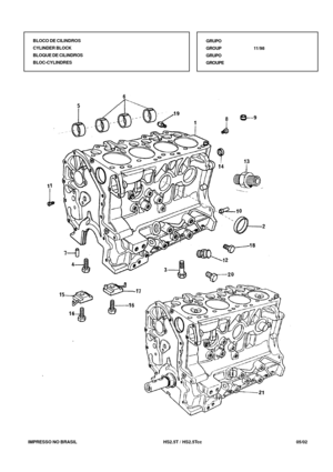 Page 50   IMPRESSO NO BRASIL          HS2.5T / HS2.5Tcc  05/02GRUPO
GROUP 11/98
GRUPO
GROUPE BLOCO DE CILINDROS
CYLINDER BLOCK
BLOQUE DE CILINDROS
BLOC-CYLINDRES 