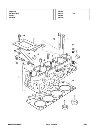 Page 80   IMPRESSO NO BRASIL          HS2.5T / HS2.5Tcc  05/02CABEÇOTE
CYLINDER HEAD
CULATA
CULASSEGRUPO
GROUP17/60
GRUPO
GROUPE 