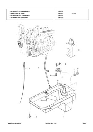 Page 98   IMPRESSO NO BRASIL          HS2.5T / HS2.5Tcc  05/02CARTER DE ÓLEO LUBRIFICANTE
LUBRICATING OIL SUMP
CÁRTER DE ACEITE LUBRICANTE
CARTER À HUILE LUBRIFIANTEGRUPO
GROUP31/170
GRUPO
GROUPE 