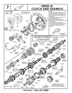 Page 8CLUTCH
RELEASE
BEARING
FRC9568CLUTCH
RELEASE
BEARING
FRC9568
576203576137
571163
571164571059
GASKET
576724GASKET
576724
213700
CLUTCH
PLATE
FRC2297CLUTCH
PLATE
FRC2297PRESSURE
PLATE
576557PRESSURE
PLATE
576557
571059
214795
594021 2mm
594019 2.10mm
594018 2.15mm5940212mm
5940192.10mm
5940182.15mm55714
606880 (A,B,C)
RTC2684 (D on)606880(A,B,C)
RTC2684(Don)
FRC1758 (A,B,C)
FRC6996 (D on)FRC1758(A,B,C)
FRC6996(Don)
006397
RTC1957
RTC1962 .125
STC1118 .128
50703 .130RTC1962.125
STC1118.128
50703.130
556010...