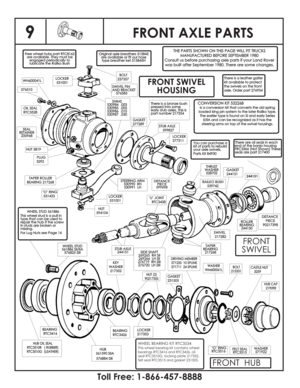 Page 10576510WH600041L
OIL SEAL
RTC3528OILSEAL
RTC3528
BOLT
237357BOLT
237357LOCKER
531001LOCKER
531001
SWIVEL PIN
AND BRACKET
576583SWIVELPIN
ANDBRACKET
576583
SHIMS
530984 .003
530985 .005
530986 .010
530987 .030SHIMS
530984.003
530985.005
530986.010
530987.030
GASKET
277289GASKET
277289
STUB AXLE
599827STUBAXLE
599827
LOCKER
277311LOCKER
277311
DISTANCE
PIECE
599698DISTANCE
PIECE
599698STEERING ARM
530990 RH
530991 LHSTEERINGARM
530990RH
530991LH‘O’ RING
531433‘O’RING
531433
TAPER ROLLER
BEARING...