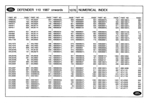 Page 1077
DEFENDER
11
0
1
98
7o
n
wa
r
ds

	

110761
NUMERICAL
INDEX

PART
NO

AAM222L
AAM222L

AAP810

AAP811

AAP817
AAP876
AAP890
AAP938
AAP939

AAU1700

AAU1979

AAU
1979

AAU1979

AAU2249L
AAU2249L
AAU2249L
AAU2249L
AAU2249L

AAU2304
AAU2304
AAU2367

AAU2367
AAU2825
AAU3509
AAU3686
AAU3686
AAU3686
AAU3686
AAU3686
AAU5034

PAGE
PART
N
O_
_PAGE
PART
NO
PAGEPART
NO
_PAGE
PARTNO
PAGE
PART
NO
PAGE

712
AAU5034
697
AB606022L
669
AB606084
922
A8608047L
752
AB610061L
960
722
AAU5034
713
AB606031L
797
AB606084
928...