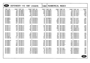 Page 1083
-R~
DEFENDER
110
1987
onwards
11082
NUMERICAL
INDEX

PART
NO
PAGE
_PAR
T
NO
PAGE
_P
ART
NO
_PAGE
_PART
NO
PAGE
_PART
NO
PAGE
_PART
NO
PAGE
I

BH106051L
86
BH108091L
588

-

BH108161L
136
BH108201L

-

325
BH110101L
56
BH112141L

_

1057
BH106061L
308
BH108091L
590
BH108161L
162
BH108201L
64
BH110121L
349
BH112141L
348
BH106061L
493
BH108091L
64
BH108161L
206
BH108201L
744
BH110121L
365
BH112201L
1055
1
BH106061L
502
BH108105L
29
BH108161L
32
BH108201L
80
BH110121L
385
BH112241L
1057
1
BH106061L
504...