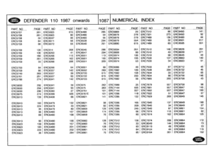 Page 1088
ift
DEFENDER
1101987
onwards
110871
NUMERICAL
INDEX

PART
NO
PAGE
P
ART
N
O
__PAGE
PART_
NO
PAGE
PAR
T
NOPAGE
PART
NO
PAGEPART
NO
PAG
E


ERC5707

.

261
ERC5923
615
ERC6480
285
ERC6869
29
ERC7312
86
ERC8450
141

ERC5708
261
ERC5923
90
ERC6480
54
ERC6878
278
ERC7321
273
ERC8450
92

ERC5708
33
ERC6047
99
ERC6480
55
ERC6878
279
ERC7489
135
ERC8460
44

ERC5708
84
ERC6071
56
ERC6538
294
ERC6878
554
ERC7489
32
ERC8501
617

ERC5708
86
ERC6072
55
ERC6540
261
ERC6890
615
ERC7489
83
ERC8505
551

ERC5709
135...