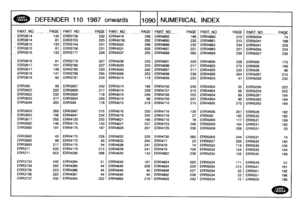 Page 1091
°
-
DEFENDER
110
1987onwards
1
1090
1
NUMERICAL
INDEX

PART
NO
-
__PAGE
PART
NO
_PAGEP
ART
NO
_
.
--
PAGEPARTNO
PAGE
PART
NO
PAGEPART
NO
PAGE
ERR3614
133
ERR3738
232
ERR4419
236
ERR4682
186
ERR4860
219
ERR5034

__

741
ERR3614
81
ERR3753
225
ERR4519L
292
ERR4685
232
ERR4861
213
ERR5041
188
1;
ERR3615
133
ERR3754
231
ERR4524
286
ERR4686
232
ERR4862
234
ERR5041
229
ERR3615
81
ERR3756
231
ERR4531
635
ERR4687
227
ERR4883
227
ERR5055
234
ERR3616
133
ERR3777
228
ERR4537
225
ERR4688
565
ERR4894
238
ERR5057...