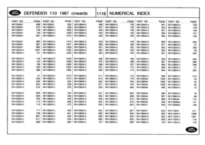 Page 1117
®

~
DEFENDER
110
1987
onwards
111161
NUMERICAL
INDEX

PART
NO
PAGEPART
_NO_
PAGEPART
NO
PAGEPART
NO
PAGEPART
NO
-
PAGE
PART_
NO
PAGE
-

NH105041
599
NH106041
622
NH106041L
506
NH106041L
730
NH106041L
841
NH108041L
109
NH105041
675
NH1060411530
NH106041L
507
NH106041L
732
NH106041L
842
NH108041L
149
NH105041
728
NH106041L
1002
NH106041L
529
NH106041L
746
NH106041L
851
NH108041L
150
1

NH105041
740
NH106041L
1009
NH106041L
544
NH106041L
755
NH106041L
859
NH108041L
151j
NH105041
801
NH106041L
1012...