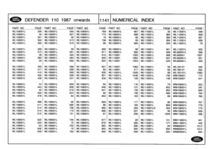 Page 1142
~
~
DEFENDER
110
1987
onwards
111411
NUMERICAL
INDEX

PART
NO
PAGEPARTNOPAGE
_PART
NO
.
PAGEPART
NO
PAGE
PART
NO
PAGE
_PA
RT
NO
PAG
E

WL108001L
335
WL108001L
555
WL108001L
769
WL108001L
907
WL110001L
35
WL112001L
348

WL108001L
34
WL108001L
557
WL108001L
773
WL108001L
908
WL110001L
364
WO
12001L359
WL108001L
347
WL108001L
56
WL108001L
78
WL108001L
92
WL110001L
382
WL112001L
507
WL108001L
350
WL108001L
573
WL108001L
798
WL108001L
93
WL110001L
384
WL112001L
508

WL108001L
355
WL108001L
579
WL108001L
80...