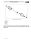 Page 15PROPELLER SHAFTS
New Range Rover19
LH drive shaft shown, RH drive shaft similar
1. Snap ring (3 off)
2. Drive shaft
3. Outer CV joint
4. Stake nut
5. Inner CV joint
The outer CV joint has a target on the outer diameter. This is used by the ABS wheel speed
sensor for vehicle and wheel speed calculations. Refer to the Braking section for further details.
Each drive shaft consists of two CV joints and gaiters, an outer tube, a solid shaft and a ball
cage assembly. 