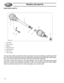 Page 18PROPELLER SHAFTS
22 REAR DRIVE SHAFTS
1. Drive shaft
2. Outer CV joint
3. Stake nut
4. Snap ring (2 off)
5. Bolt M12 (6 off)
6. Shim (3 off)
7. Inner CV joint
The rear drive shafts are identical in their construction. Each drive shaft has a total length of 687
mm. The inner CV joint has six holes for attachment with bolts to the differential output flange.
Each pair of bolts is fitted with shim which secures the bolts after tightening.
The outer CV joint has a target on the outer diameter. This is used...